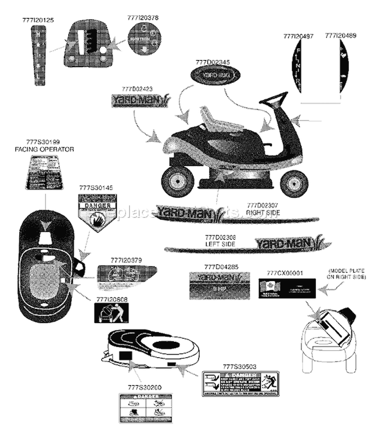 Page I Diagram and Parts List for 13A-328-402 2002 Yard Man Lawn Tractor